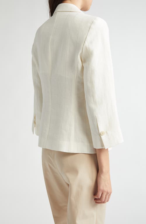 Eleventy Pinstripe Double Breasted Crop Blazer In White