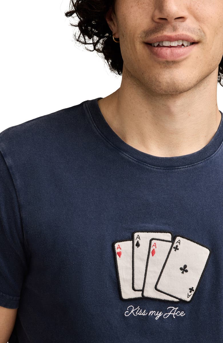 Lucky Brand Kiss My Ace Cards Embroidered T-Shirt, Alternate, color, Dress Blues