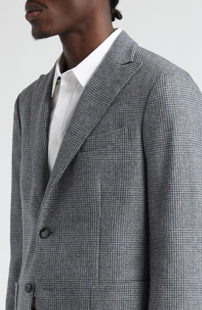 Boglioli Grey Plaid Peak Lapel Virgin Wool Sport Coat, Alternate, color, 