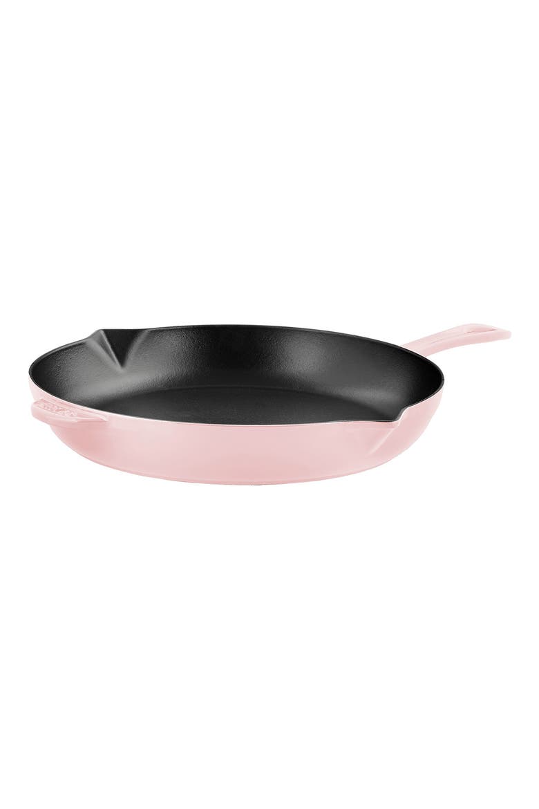 12-Inch Enameled Cast Iron Fry Pan, Main, color, PINK