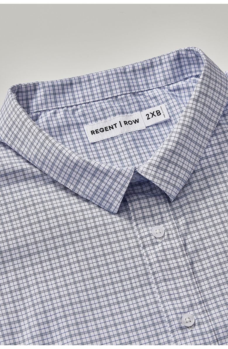 Regent Row Men's Big and Tall Long Sleeve Stanton Shirt, Tailored Fit, Performance Fabric & Ventilated Armholes, Alternate, color, White-Grey-Plaid