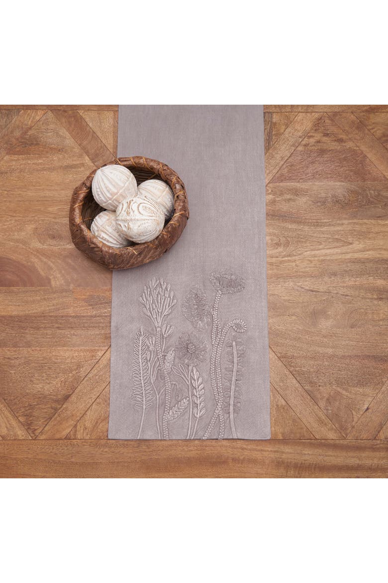 Natural Blooms Vintage 100% Cotton Table Runner 14" x 72", Alternate, color, Gray