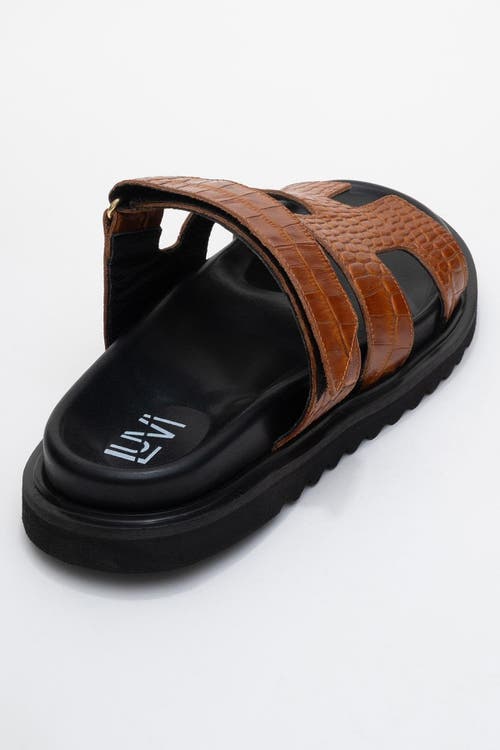Forever & Always Shoes Loana Leather Slide Sandal In Brown