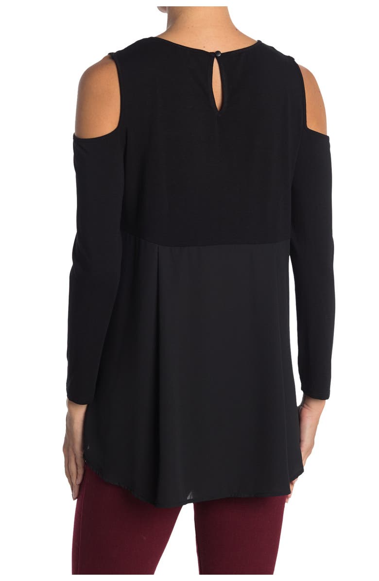 Vince Camuto Cold Shoulder Mixed Media Top, Alternate, color, 