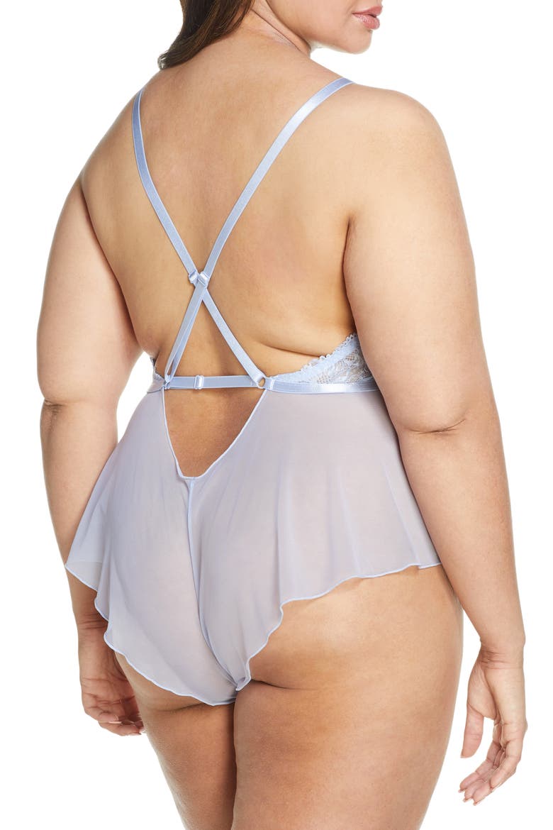 Lace Romper, Alternate, color, BRUNNERA BLUE