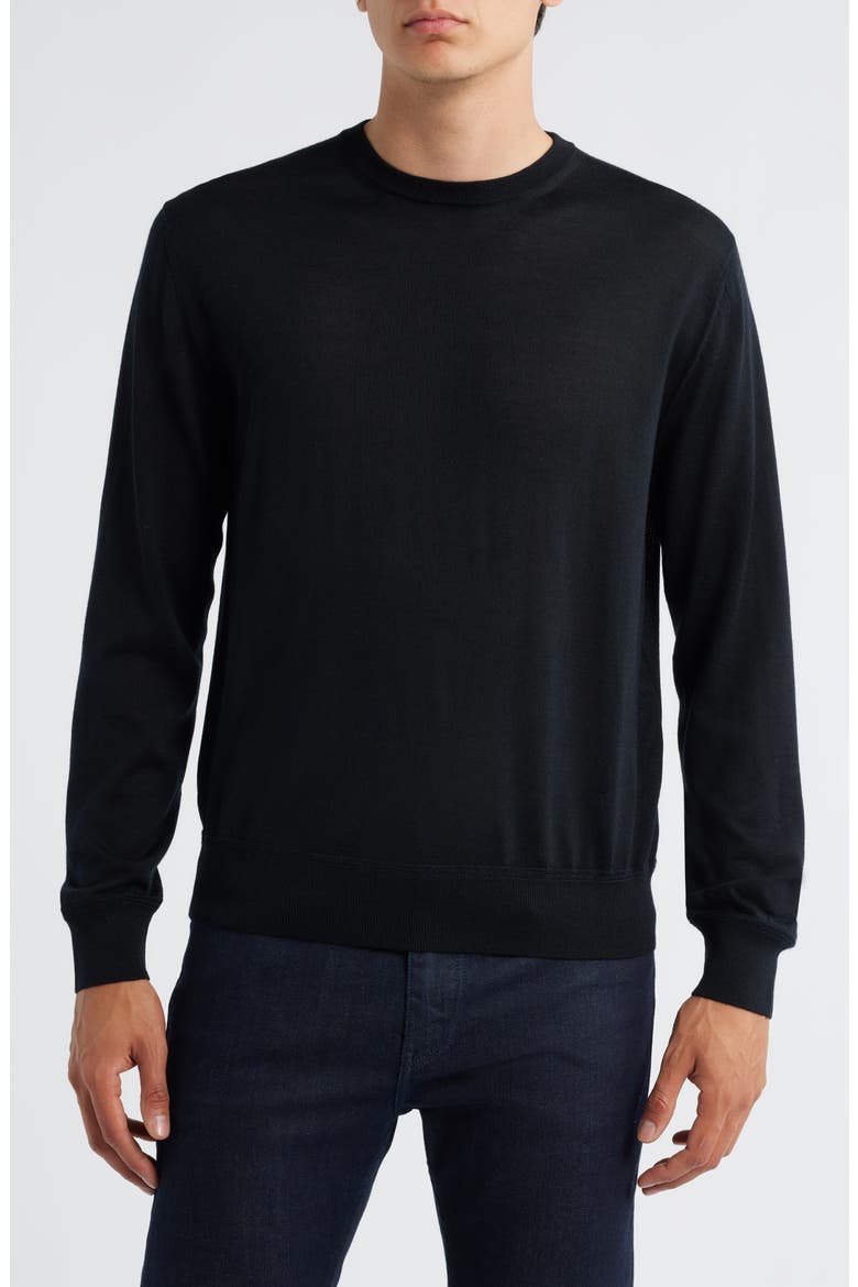 Wool, Silk & Cashmere Crewneck Sweater, Main, color, BLACK
