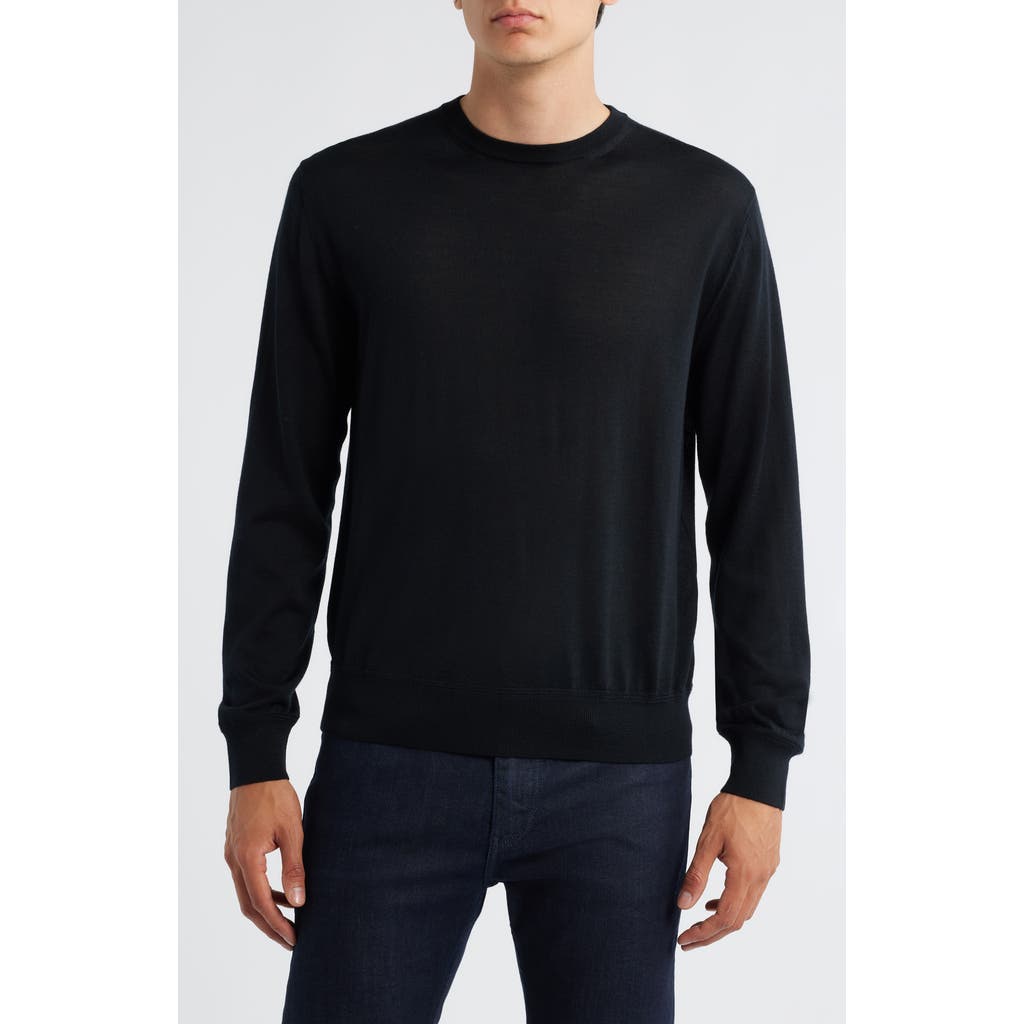 Canali Wool, Silk & Cashmere Crewneck Sweater In Black