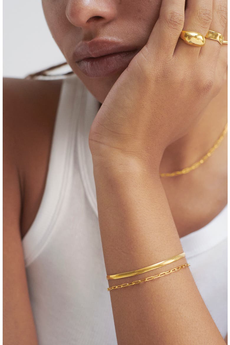 Mini Paper Clip Chain Bracelet, Alternate, color, 18CT GOLD VERMEIL ON STERLING