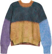Waste Yarn Project Laerke Brushed Colorblock One of a Kind Crewneck Sweater