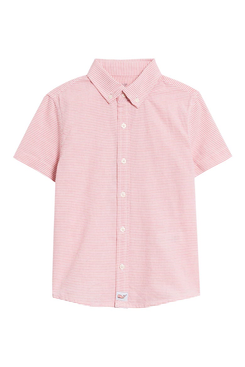 Stripe Whale Button-Up Shirt, Main, color, JETTY RED