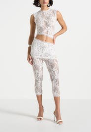 Manière De Voir Aimee Lace Asymmetric Capri Leggings