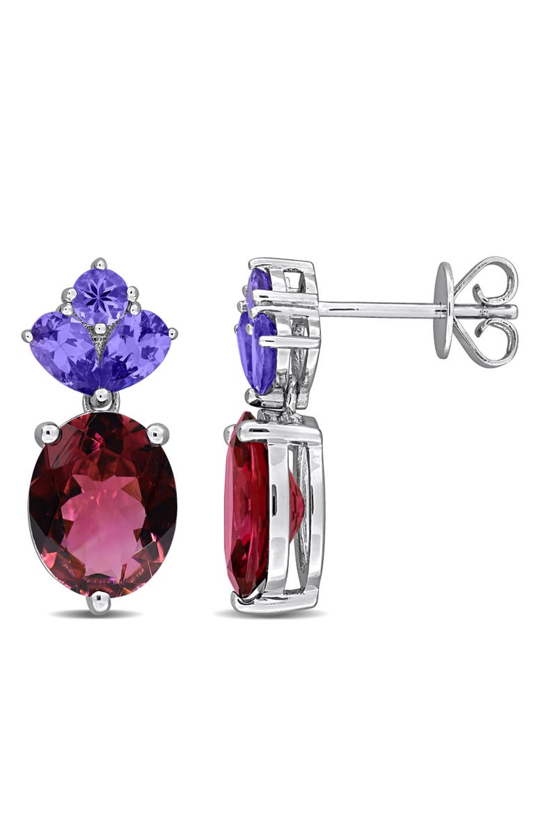 Julianna B. Pink Tourmaline & Tanzanite Drop Earrings 14K, Main, color, Pink Tourmaline