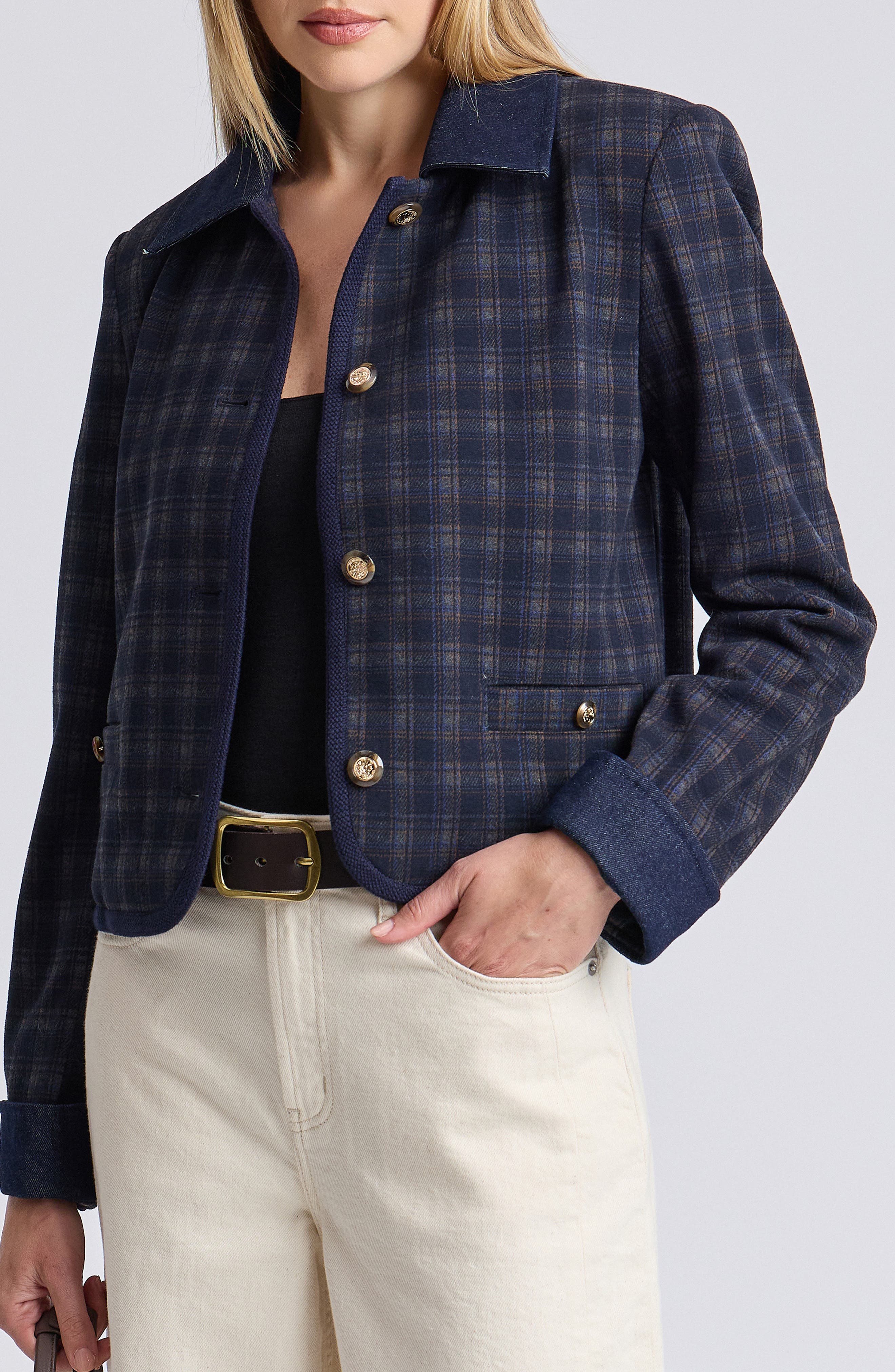 selected DEEP NAVY PLAID