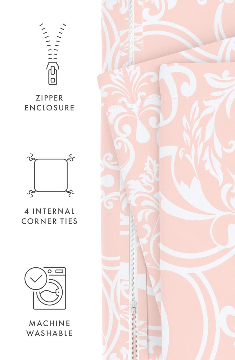 HOMESPUN Premium Ultra Soft Romantic Damask Pattern 3-Piece Duvet Cover Set, Alternate, color, Pink