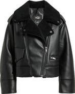 UGG® Finnian Oversize Faux Leather & LuxeFluff Moto Jacket
