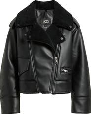 UGG® Finnian Oversize Faux Leather & LuxeFluff Moto Jacket
