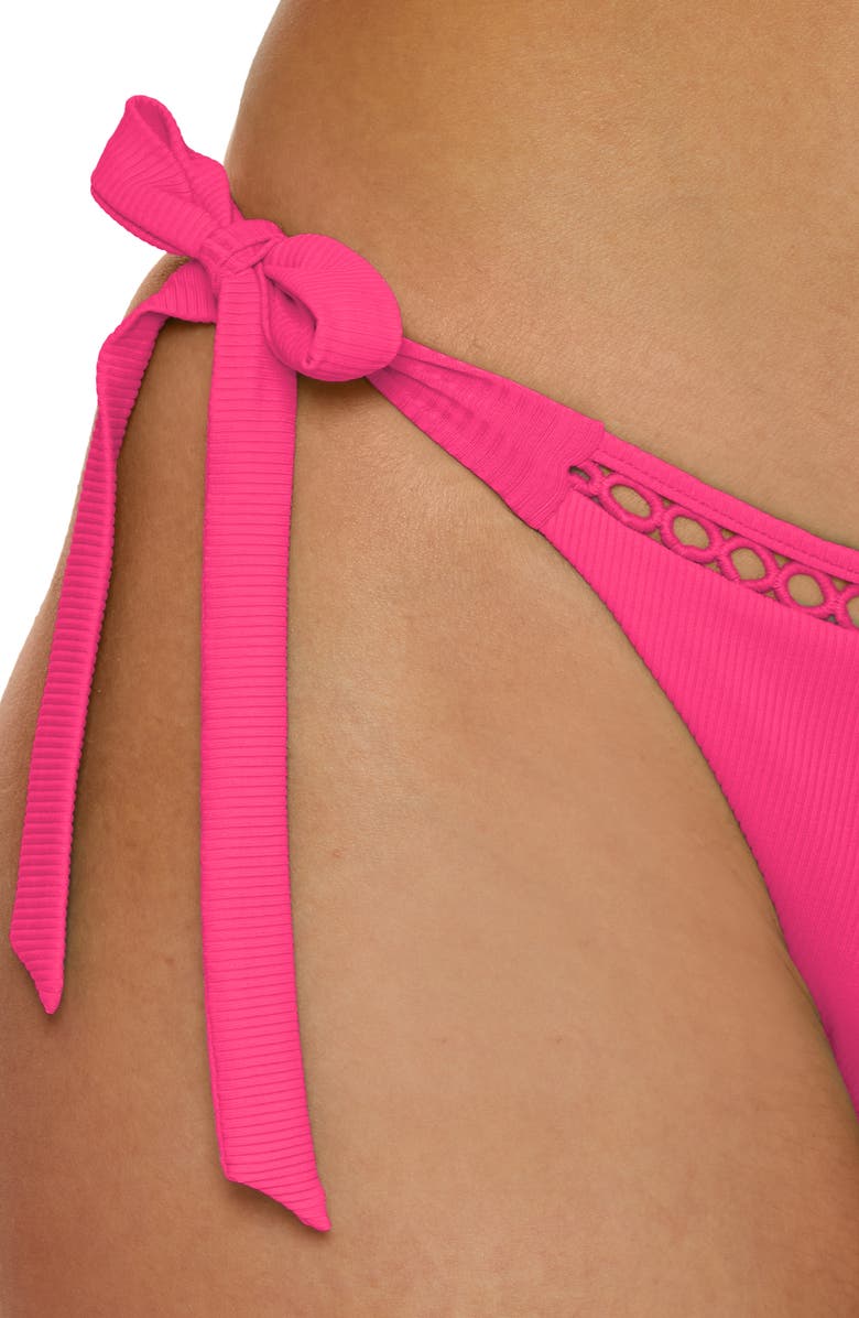 Becca Modern Edge Side Tie Bikini Bottoms, Alternate, color, Punch