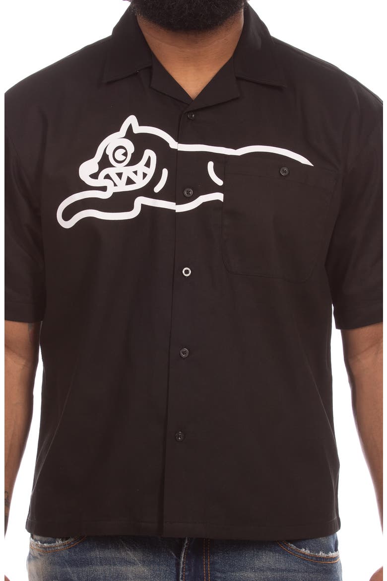 Camper Short Sleeve Button-Up Shirt, Alternate, color, BLACK