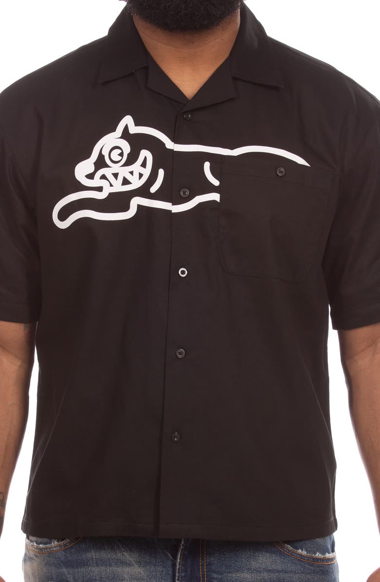 ICECREAM Camper Short Sleeve Button-Up Shirt, Alternate, color, Black