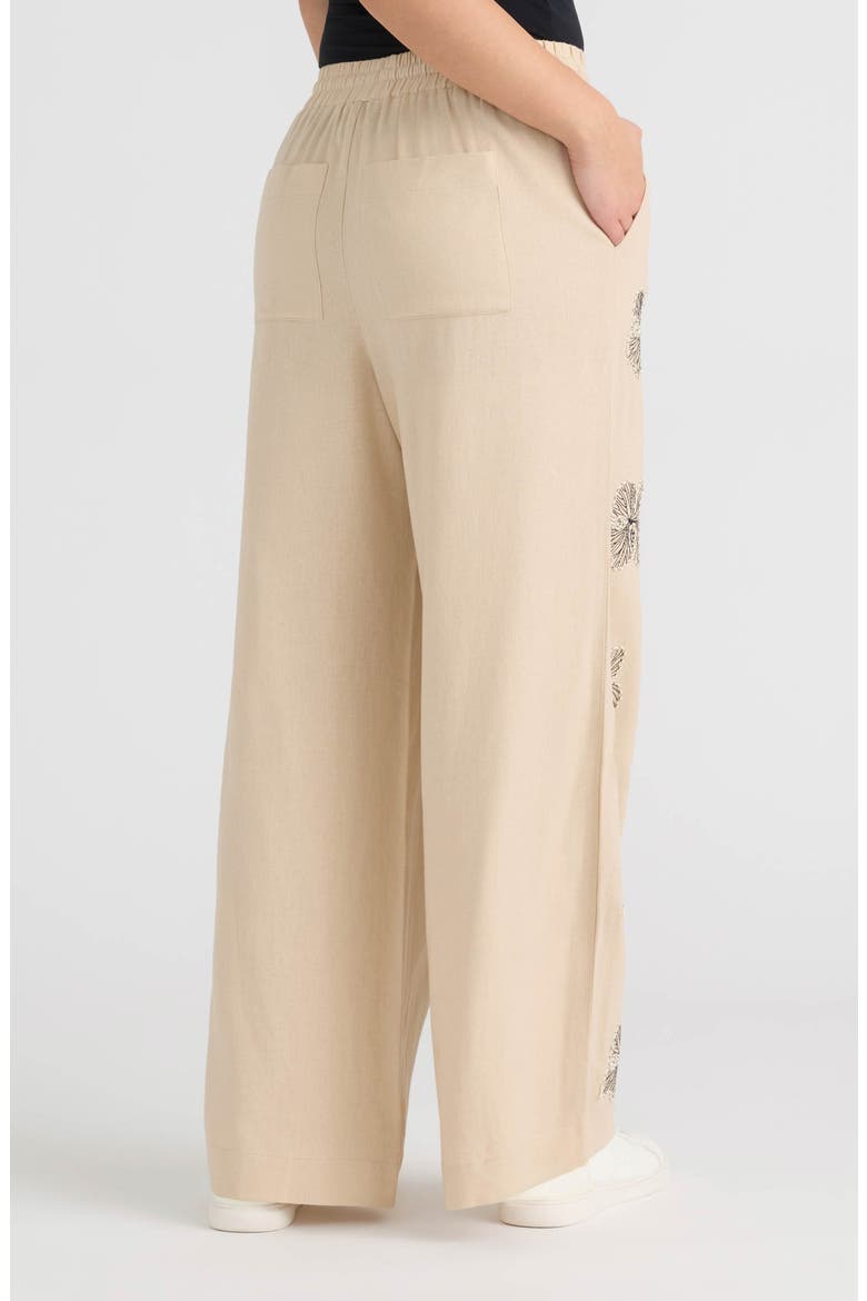 Embroidered Drawstring Pants, Alternate, color, NATURAL