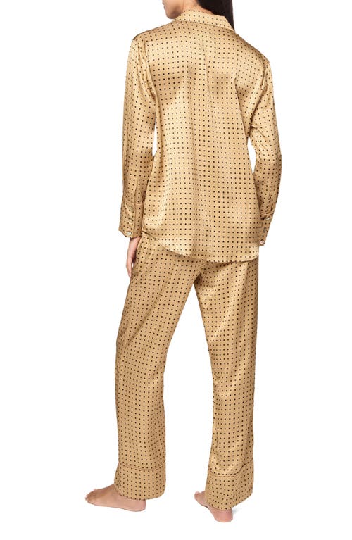 Petite Plume Dot Print Silk Pajamas In Gold