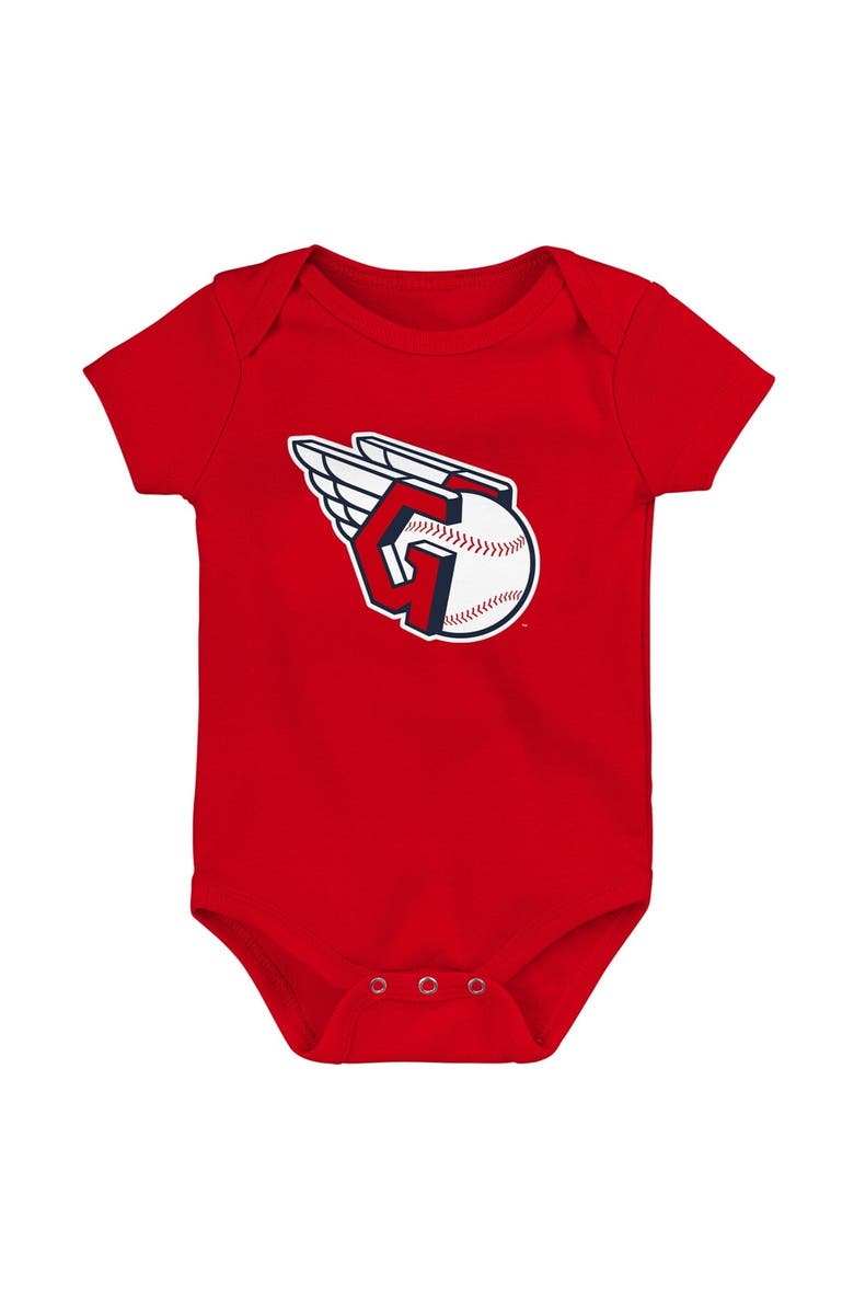 Outerstuff Infant Red/White/Heather Gray Cleveland Guardians Biggest Little Fan 3-Pack Bodysuit Set, Alternate, color, 