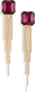 Panacea Cushion-Cut Crystal Chain Drop Earrings
