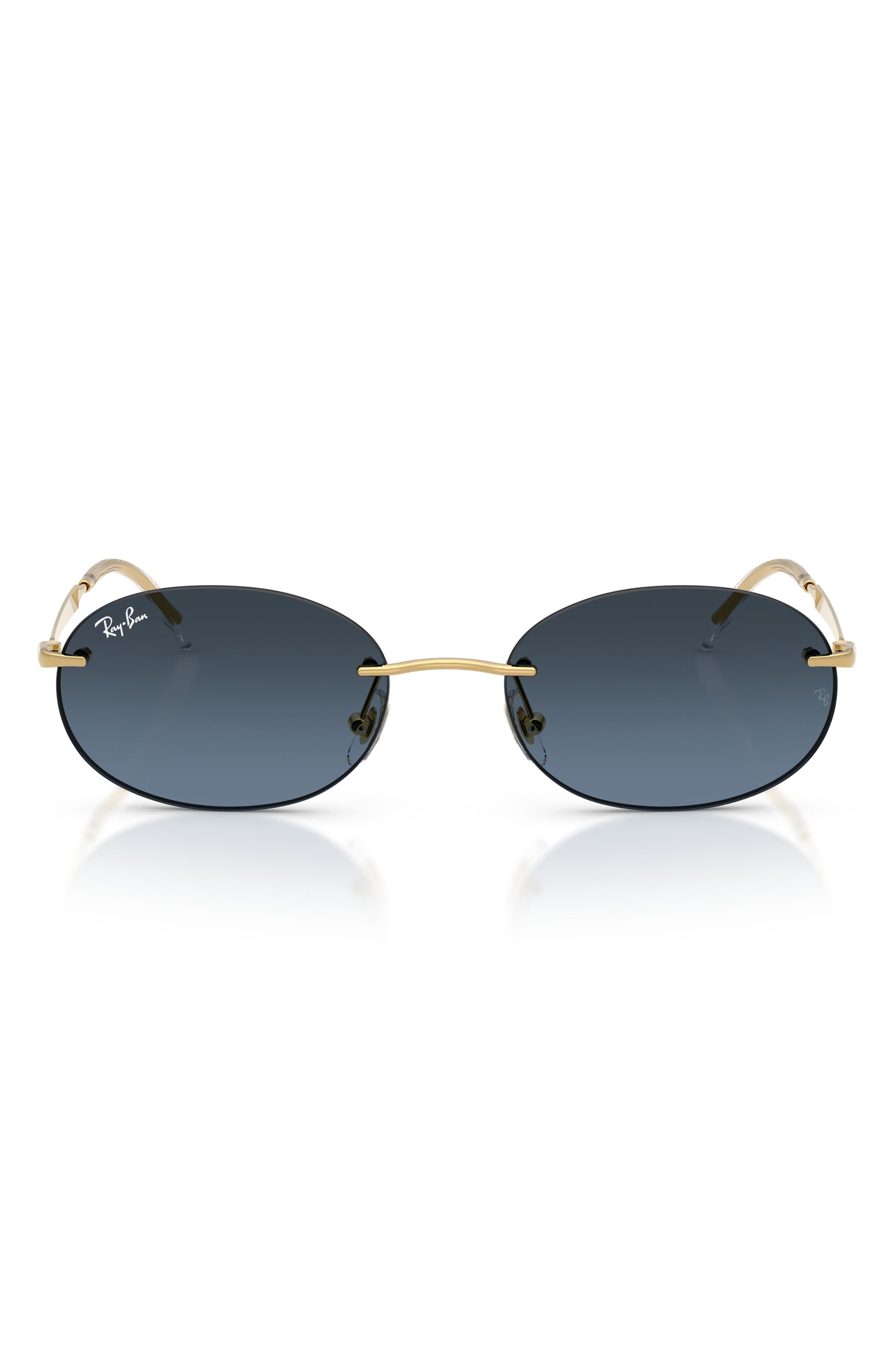 Ray Ban Ray-ban 54mm Gradient Rimless Oval Sunglasses In Gold