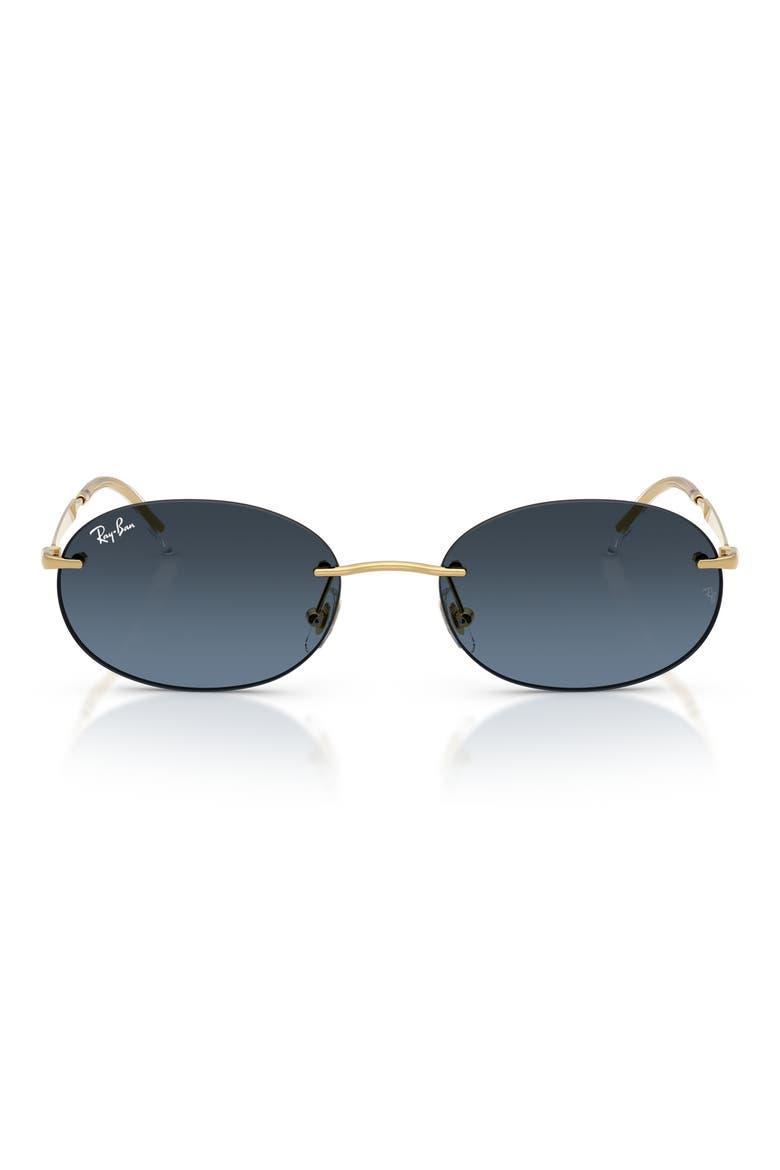 54mm Gradient Rimless Oval Sunglasses, Main, color, ARISTA / BLUE GRADIENT GREY
