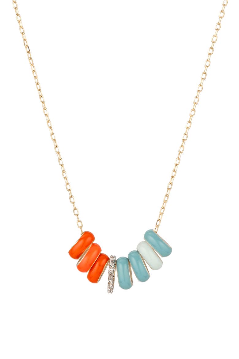 Pavé Diamond Necklace, Main, color, GOLD/ ORANGE/ BLUE MULTI