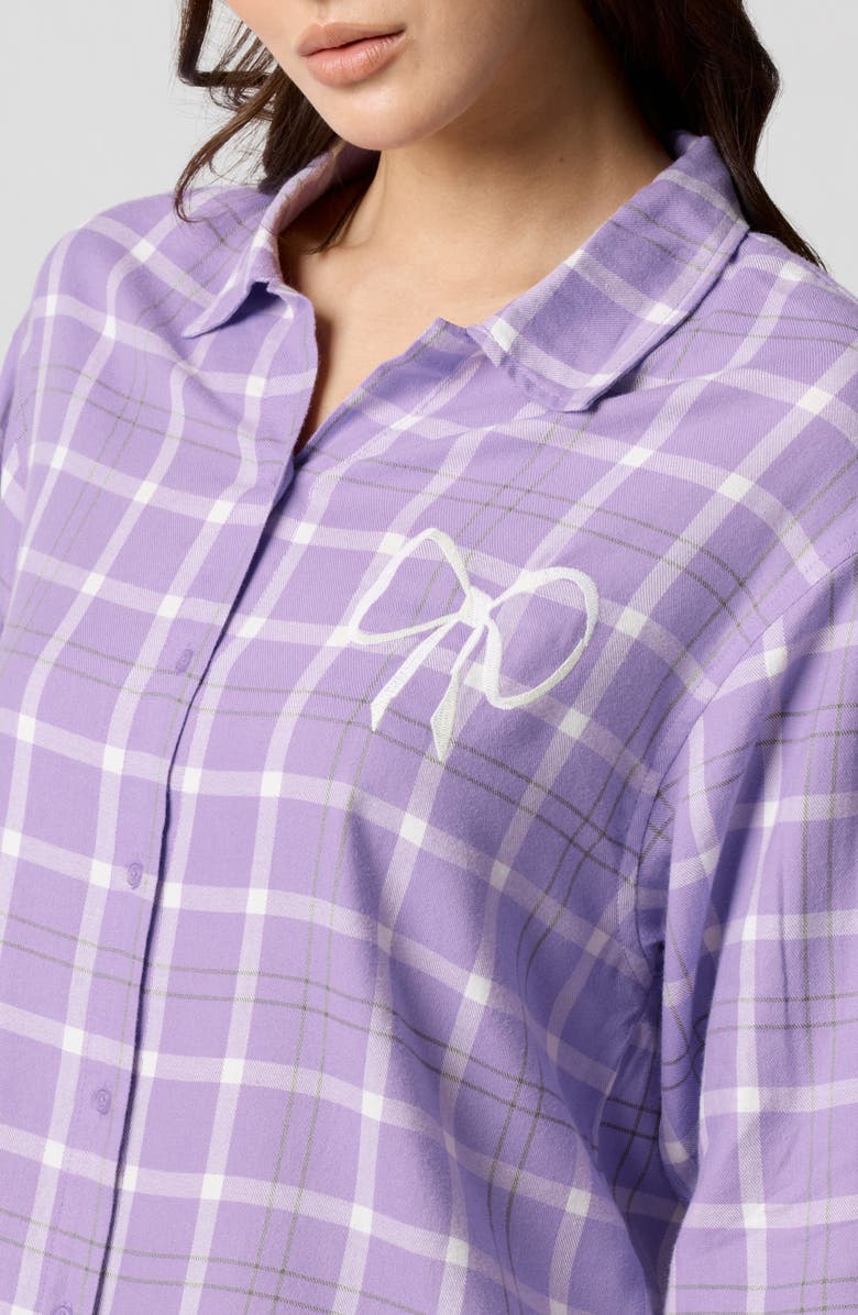 Florence by Mills Cozy Flannel Sleep Shirt, Alternate, color, Multi Lavendar Plaid