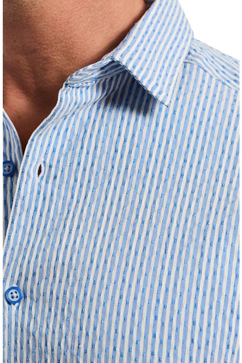 Fornillo Classic Fit Stripe Short Sleeve Button-Up Shirt, Alternate, color, NAVY