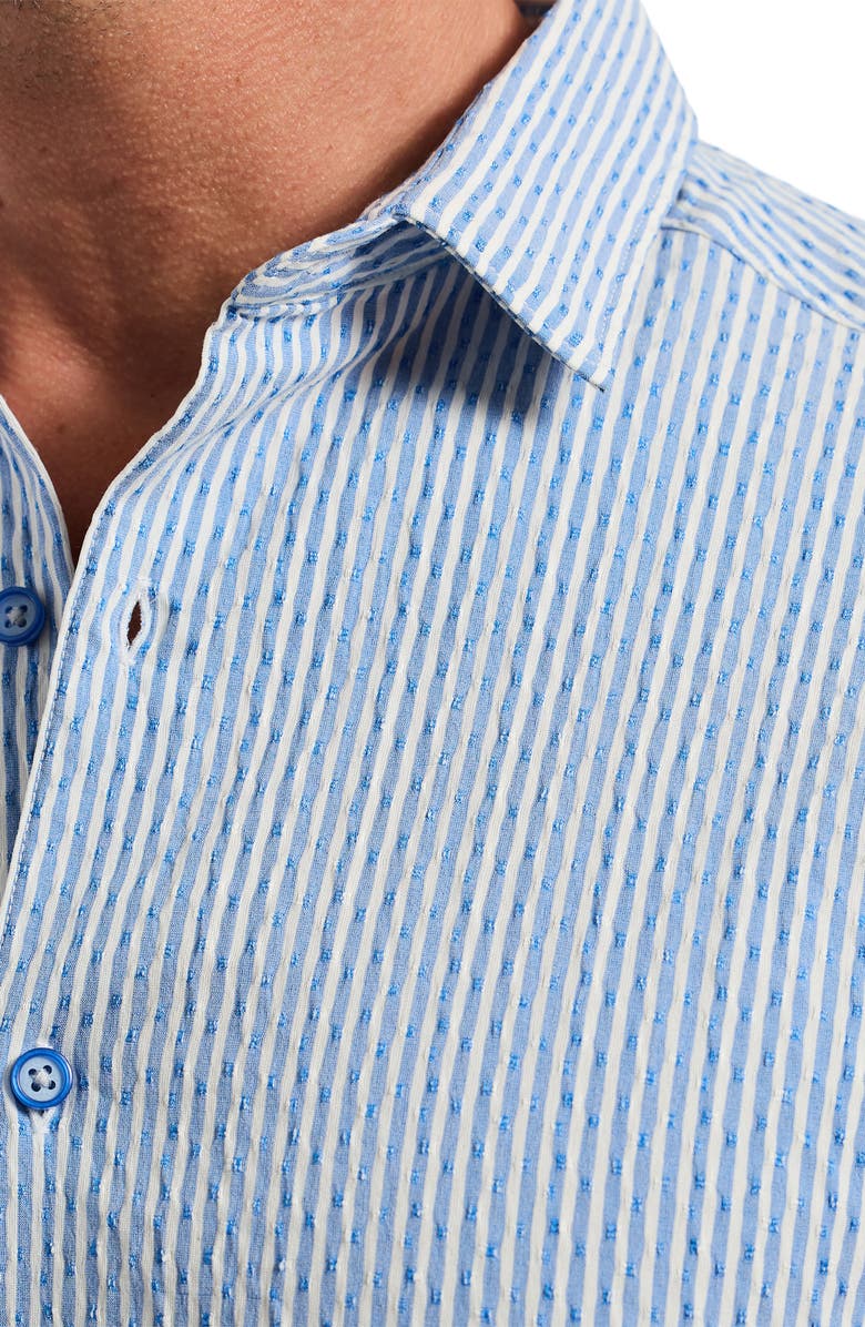 Robert Graham Fornillo Classic Fit Stripe Short Sleeve Button-Up Shirt, Alternate, color, Navy