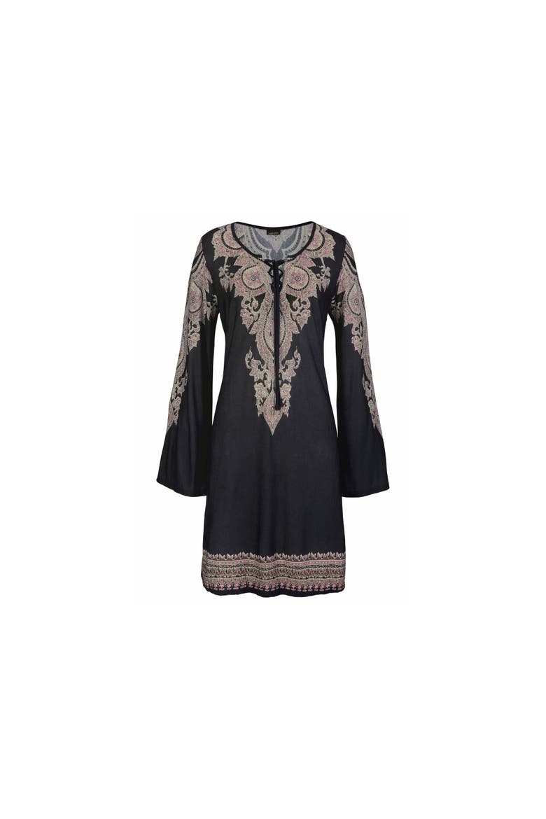 Lace Up Dress, Alternate, color, Black Printed