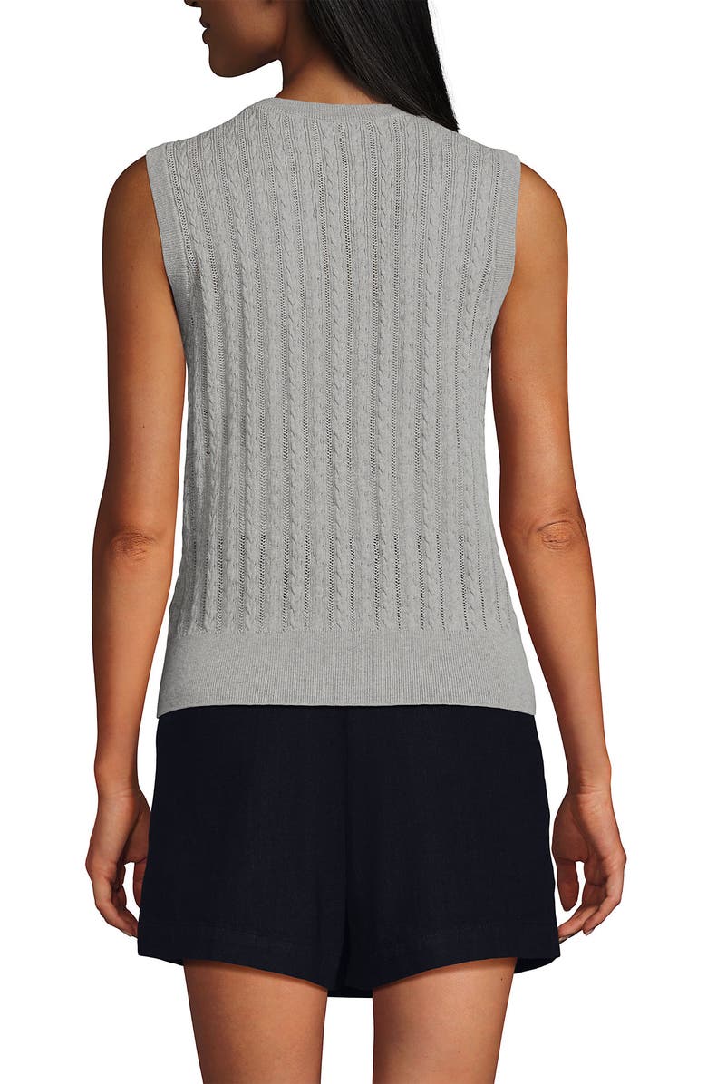 Lands' End Cotton Pointelle Shell Sweater, Alternate, color, Gray Heather
