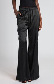 TOM FORD Stretch Silk Satin Flare Leg Cargo Pajama Pants