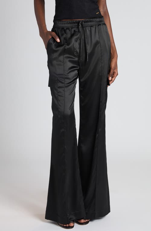 Tom Ford Stretch Silk Satin Flare Leg Cargo Pajama Pants In Black