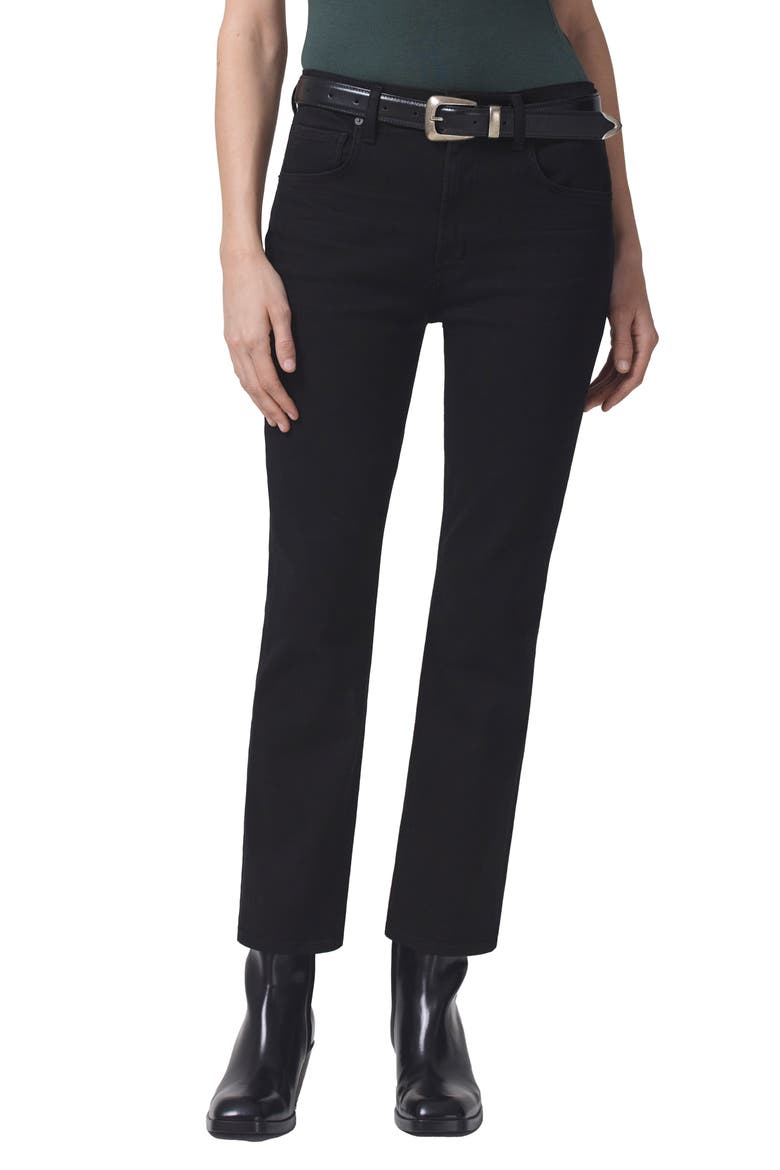 Isola Straight Leg Crop Jeans, Main, color, PLUSH BLACK