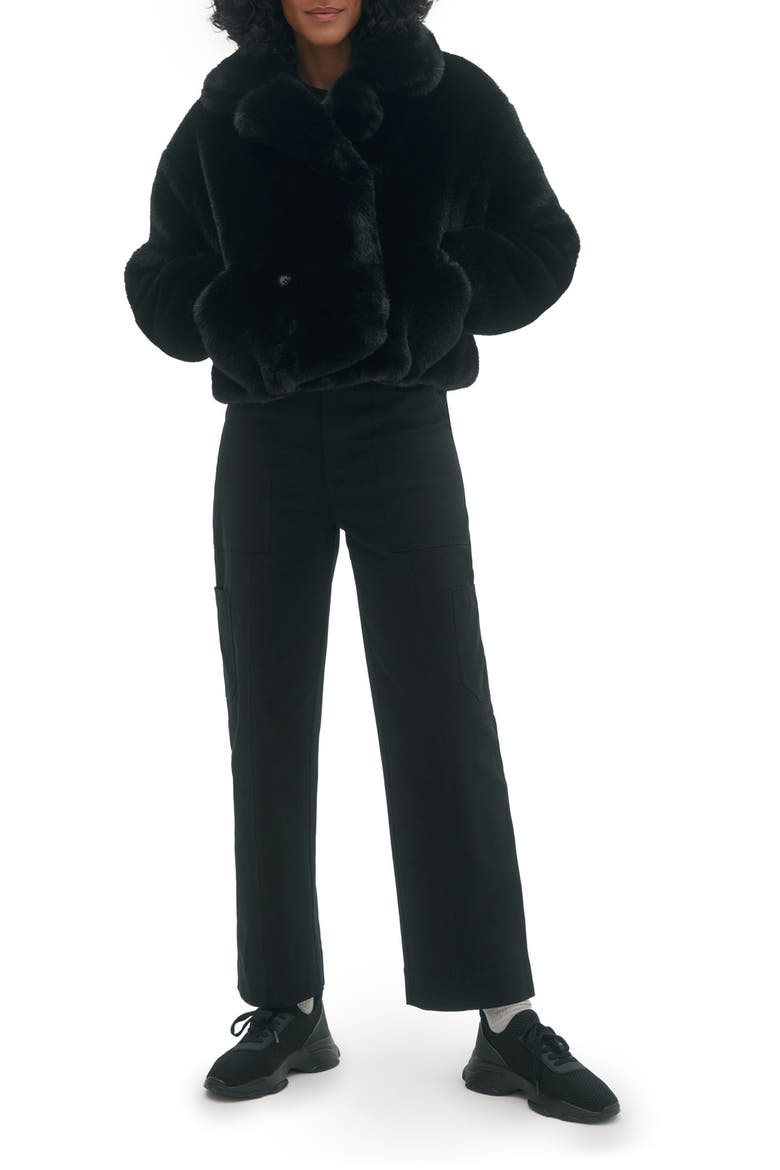 Push Faux Fur Coat, Main, color, BLACK