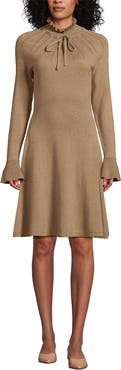 Lands' End Fine Gauge Cotton Fit and Flare Sweater Dress