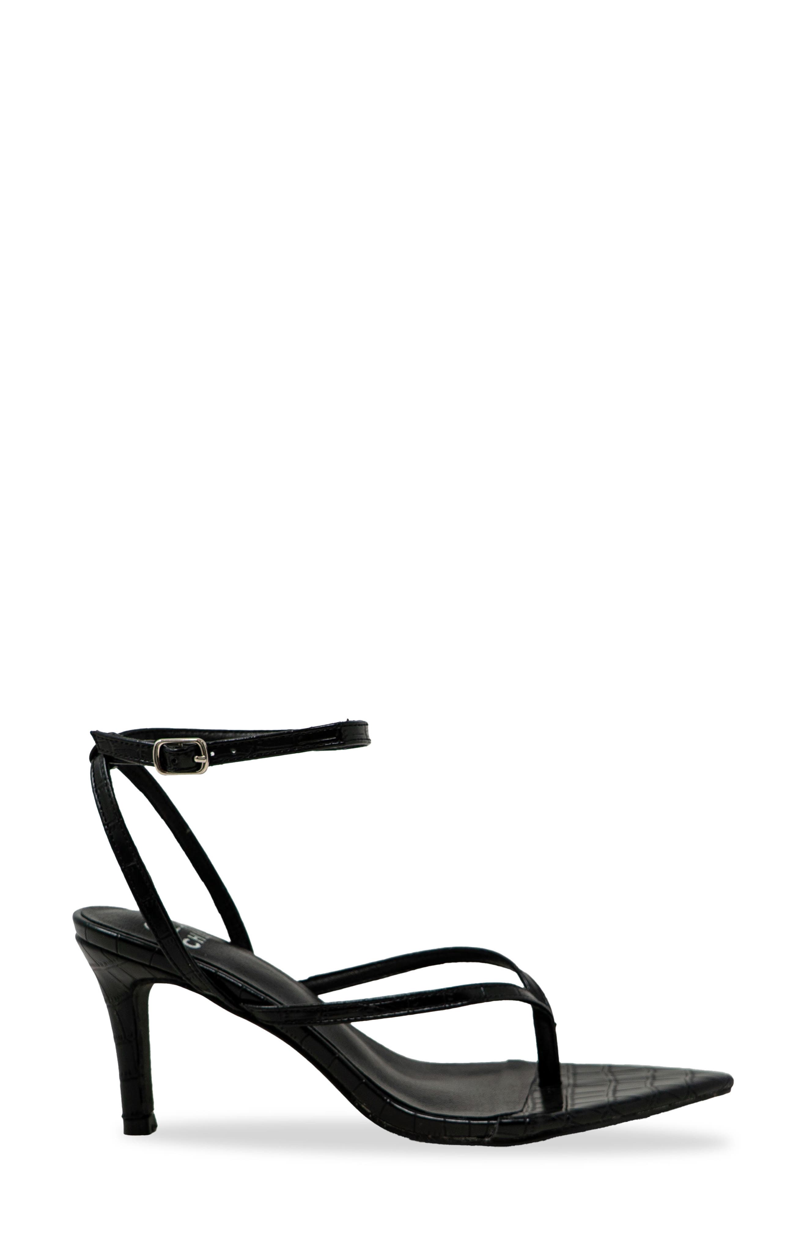 CHASE AND CHLOE Strappy Post Toe Sandal, Alternate, color, Black Croc