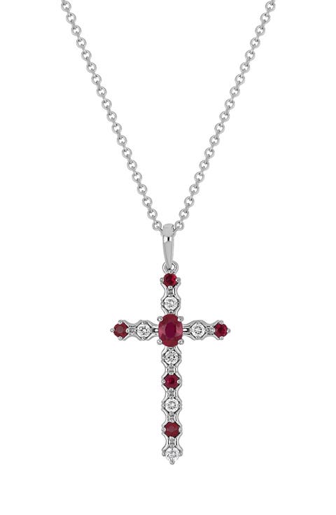 El Mar Diamond & Gemstone Cross Pendant Necklace