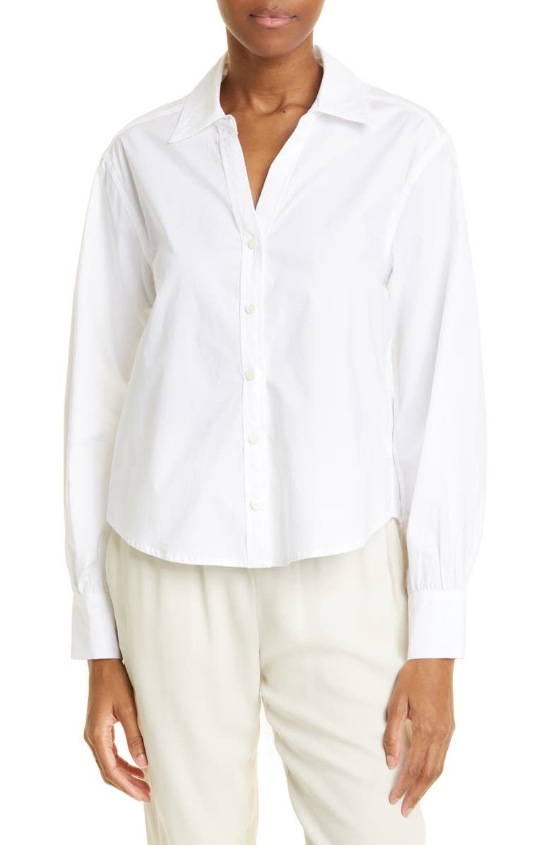 Jonathan Simkhai Standard Skylar Tie Back Cotton Poplin Blouse, Main, color, 