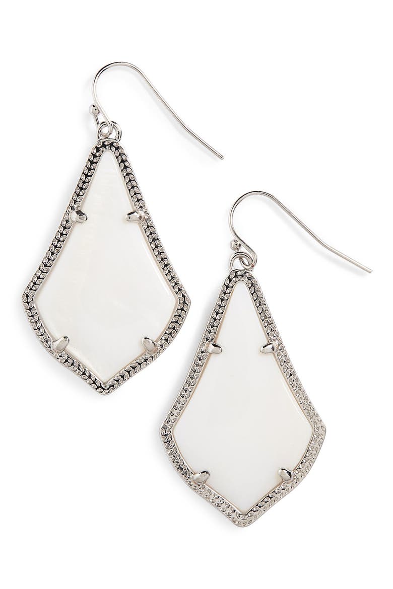 'Alex' Teardrop Earrings, Main, color, WHITE/ SILVER