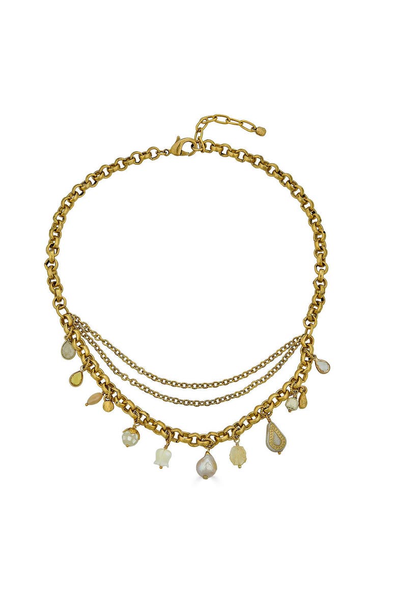 Earthtone Charm Necklace, Main, color, Gold