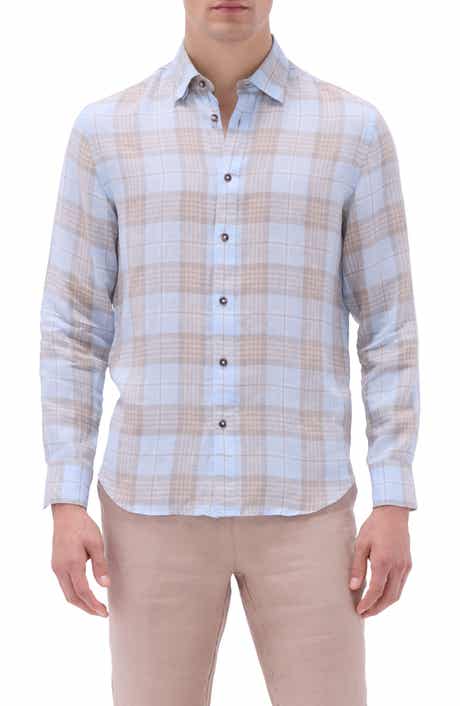Julian Plaid Slub Linen Button-Up Shirt