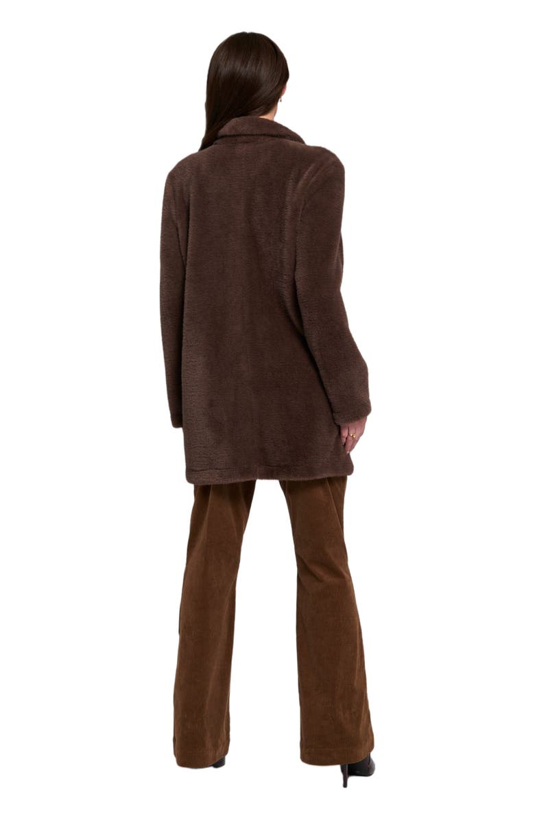 ELLE Collection Fuzzy Knit Coat Teddy, Alternate, color, Chocolate
