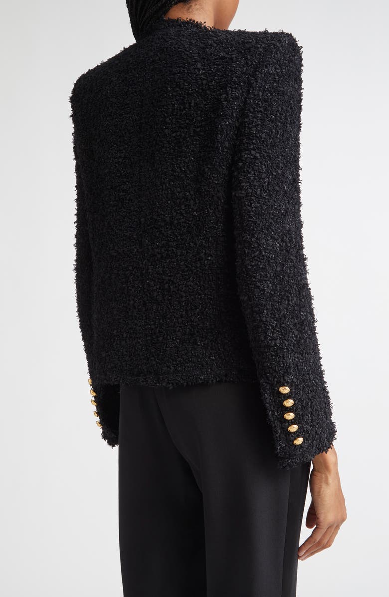 Balmain Tweed Spencer Jacket, Alternate, color, Black