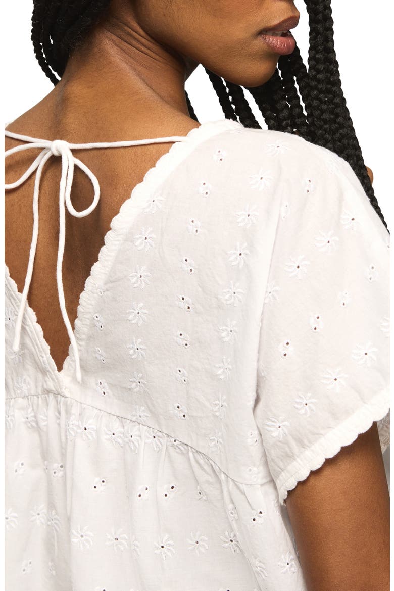 Eyelet Babydoll Top, Alternate, color, BRIGHT WHITE
