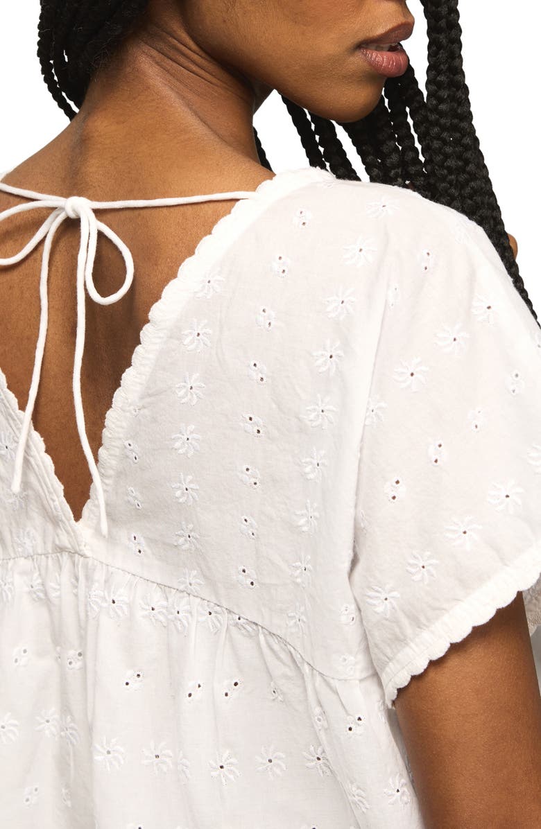 Lucky Brand Eyelet Babydoll Top, Alternate, color, Bright White